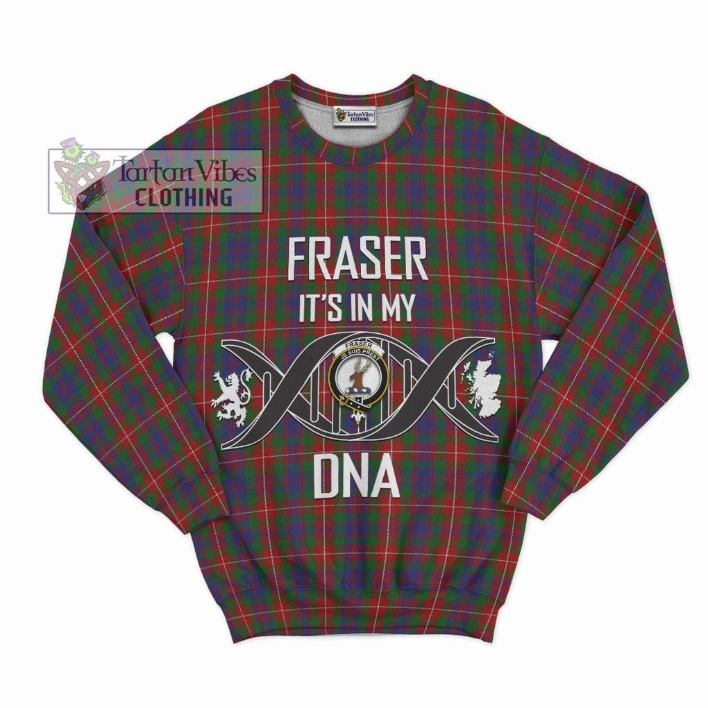 Fraser of Lovat Tartan Sweatshirt with Family Crest DNA In Me Style - Tartanvibesclothing Shop