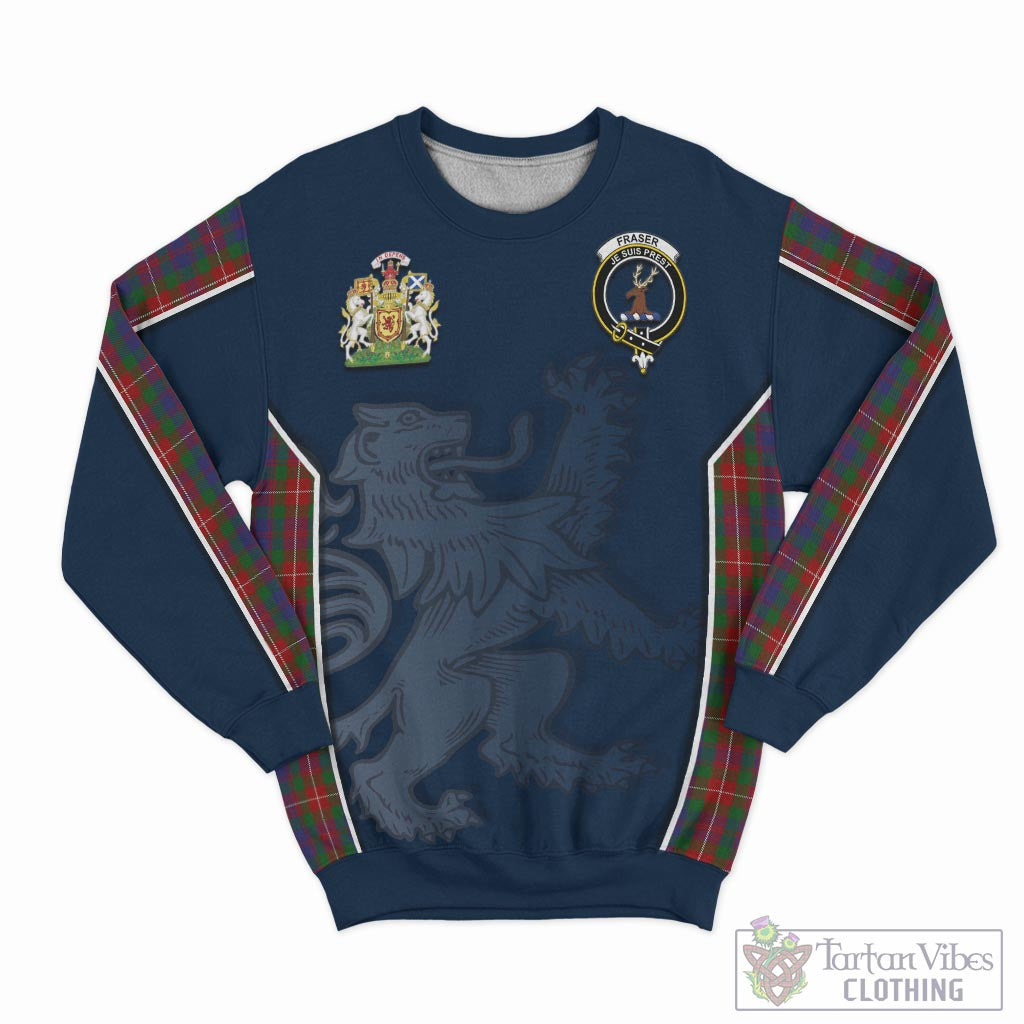 Tartan Vibes Clothing Fraser of Lovat Tartan Sweater with Family Crest and Lion Rampant Vibes Sport Style