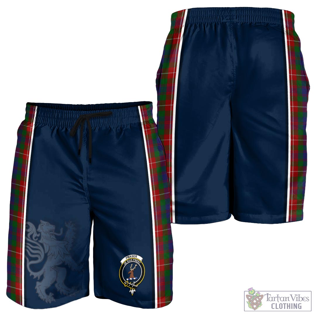 Tartan Vibes Clothing Fraser of Lovat Tartan Men's Shorts with Family Crest and Lion Rampant Vibes Sport Style