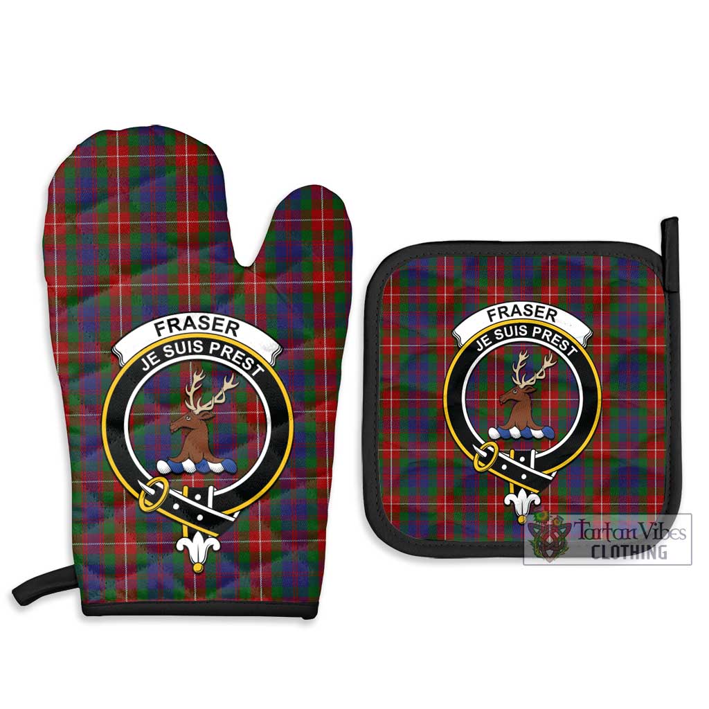 Tartan Vibes Clothing Fraser of Lovat Tartan Combo Oven Mitt & Pot-Holder with Family Crest