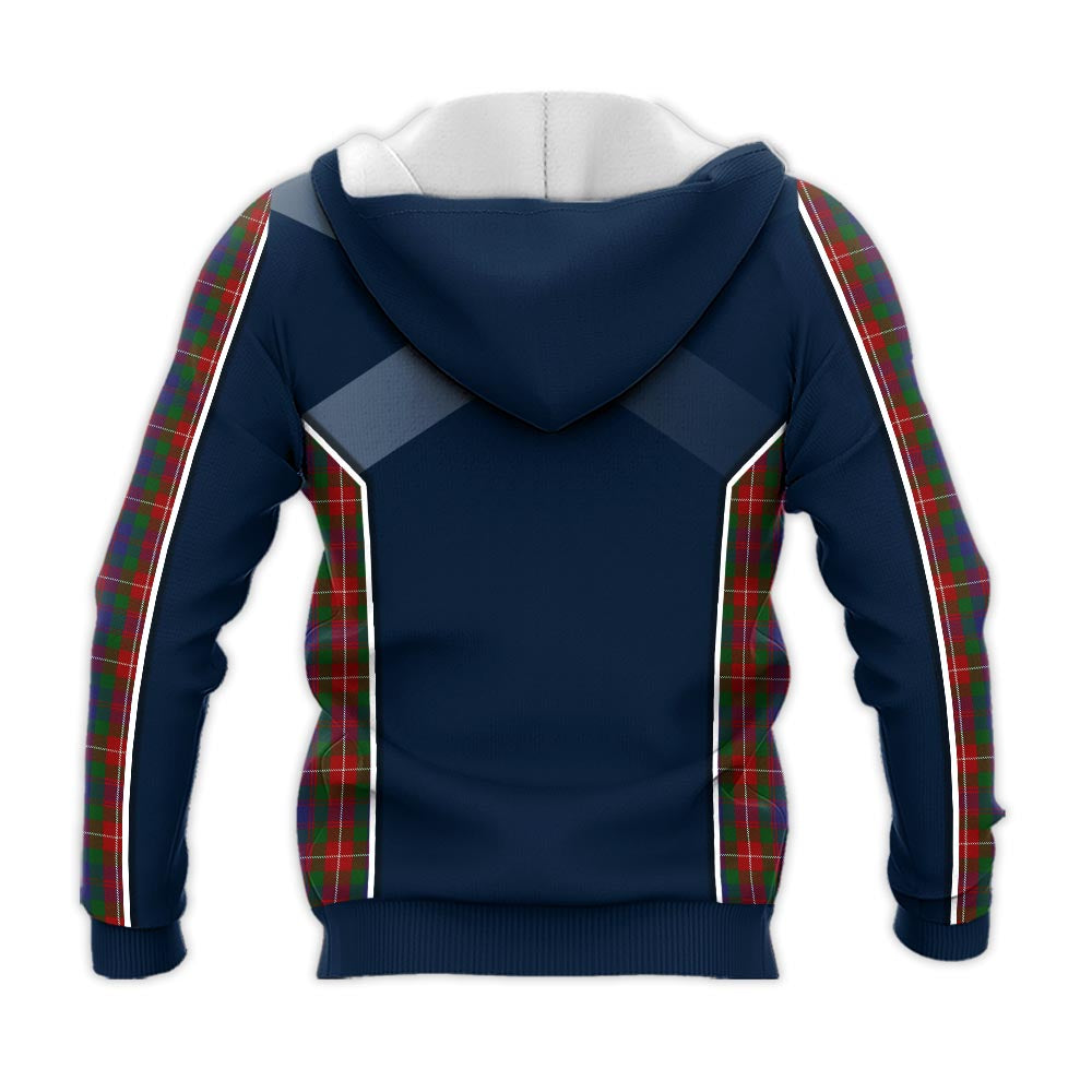 Tartan Vibes Clothing Fraser of Lovat Tartan Knitted Hoodie with Family Crest and Scottish Thistle Vibes Sport Style