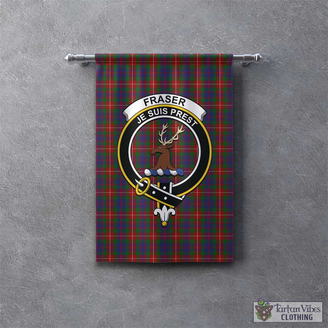 Tartan Vibes Clothing Fraser of Lovat Tartan Gonfalon, Tartan Banner with Family Crest