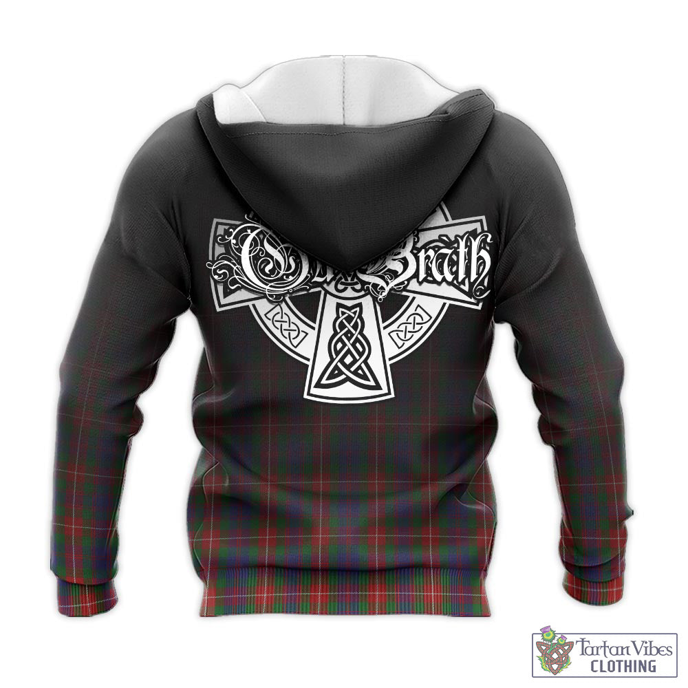 Tartan Vibes Clothing Fraser of Lovat Tartan Knitted Hoodie Featuring Alba Gu Brath Family Crest Celtic Inspired