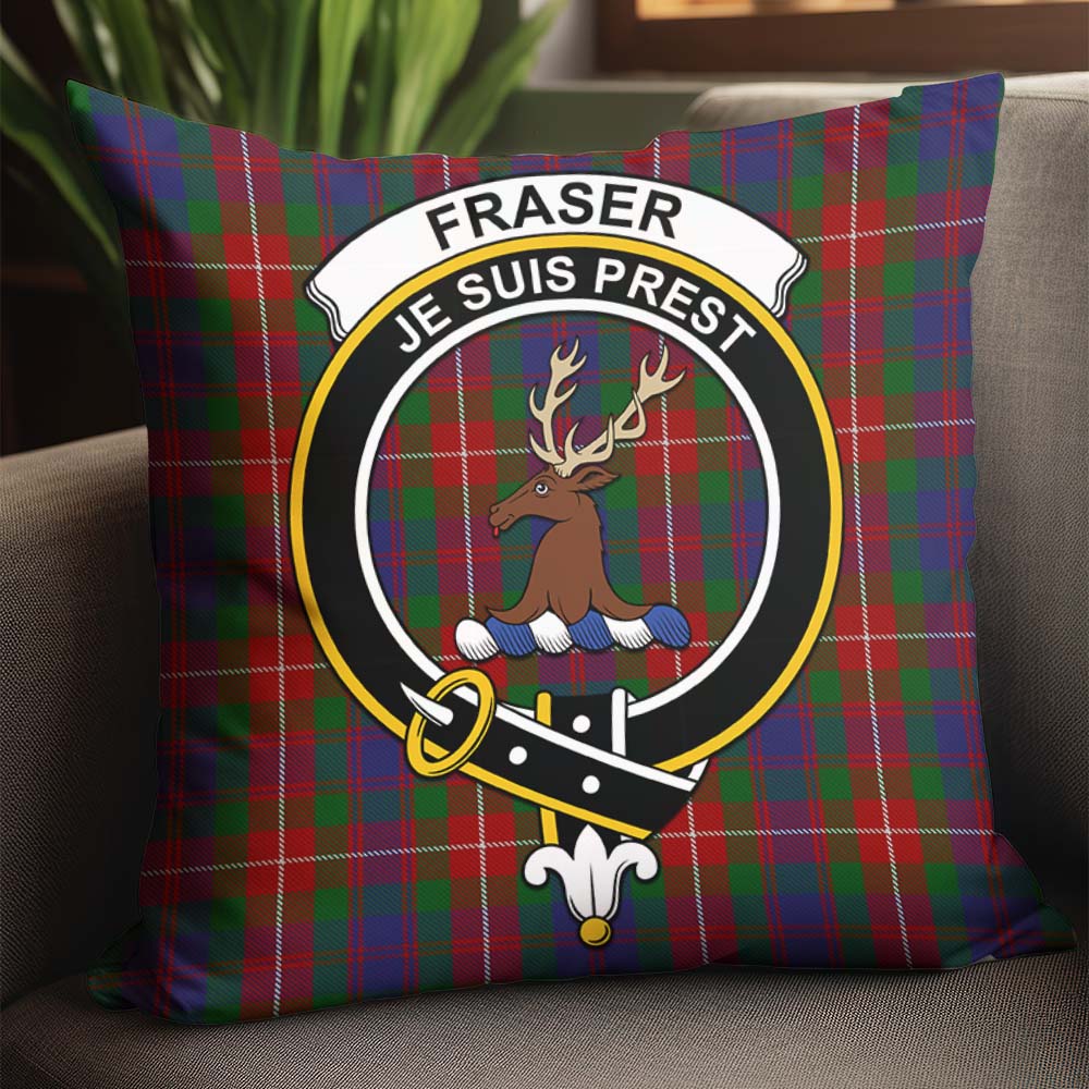 Fraser of Lovat Tartan Pillow Cover with Family Crest - Tartanvibesclothing
