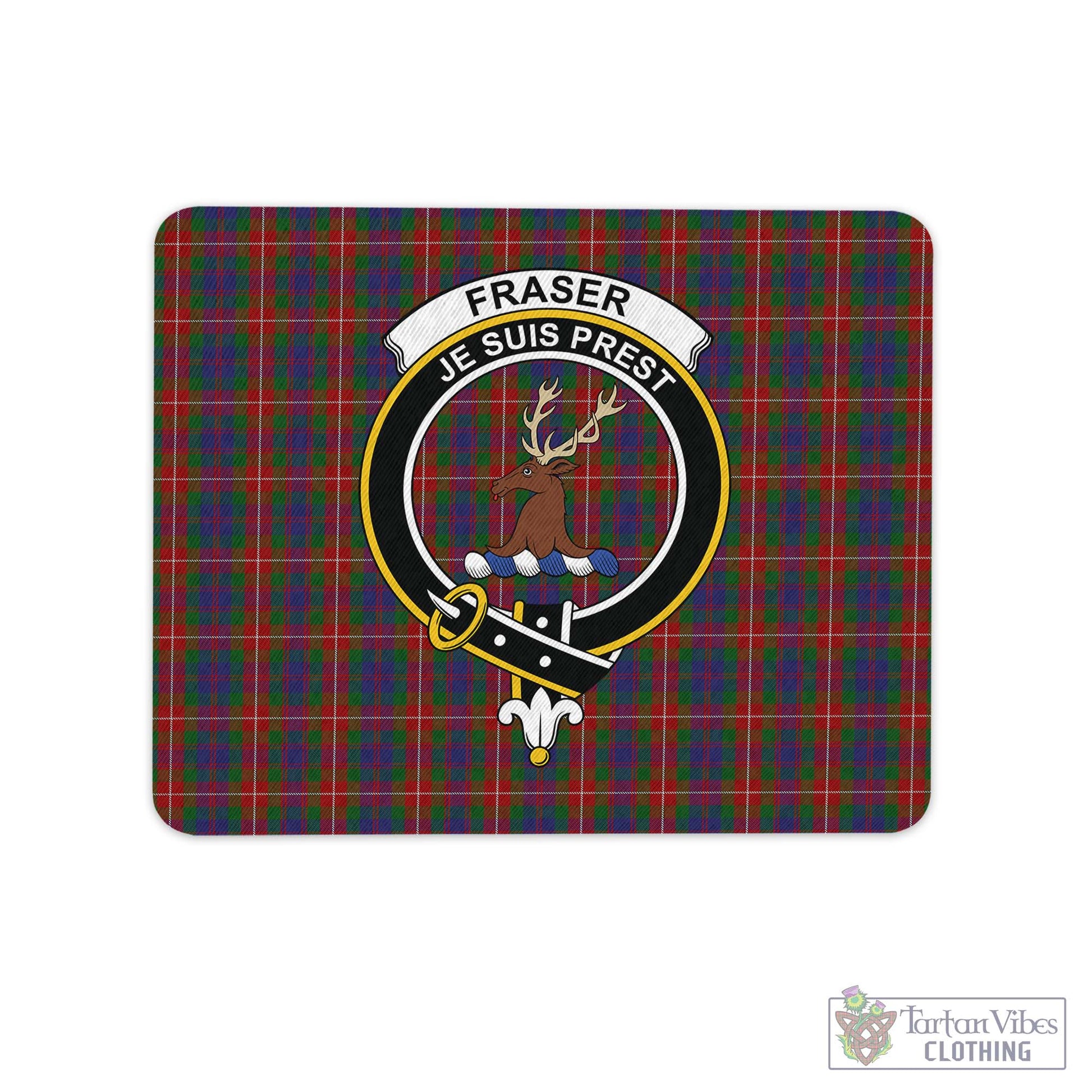 Tartan Vibes Clothing Fraser of Lovat Tartan Mouse Pad with Family Crest