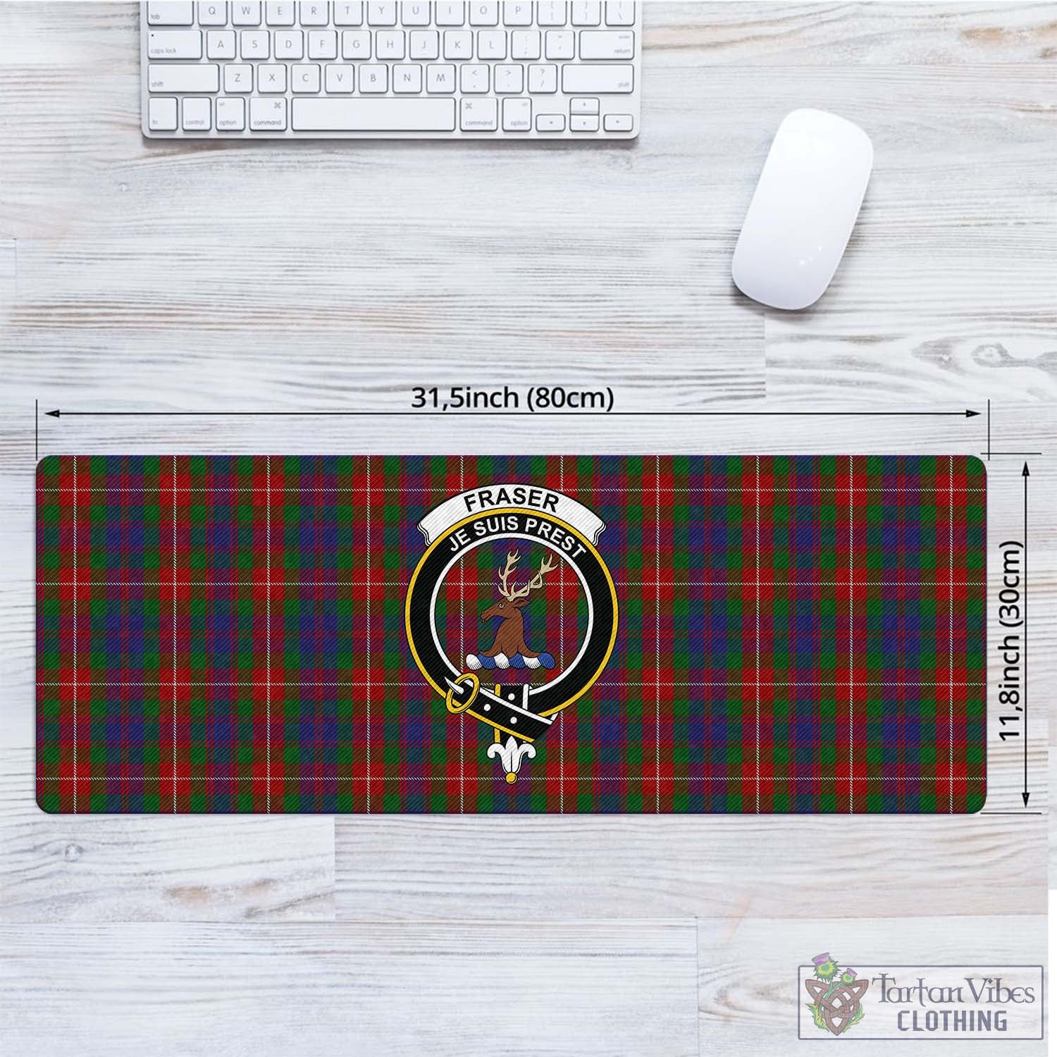 Tartan Vibes Clothing Fraser of Lovat Tartan Mouse Pad with Family Crest