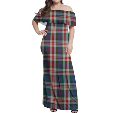 Fraser Red Dress Tartan Off Shoulder Long Dress