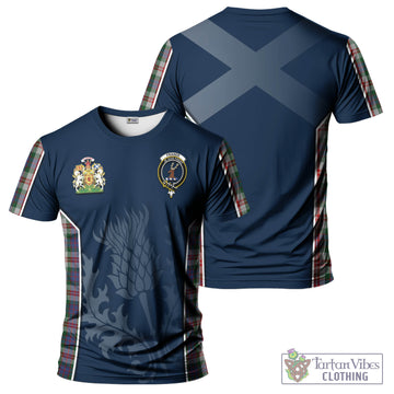 Fraser Red Dress Tartan T-Shirt with Family Crest and Scottish Thistle Vibes Sport Style