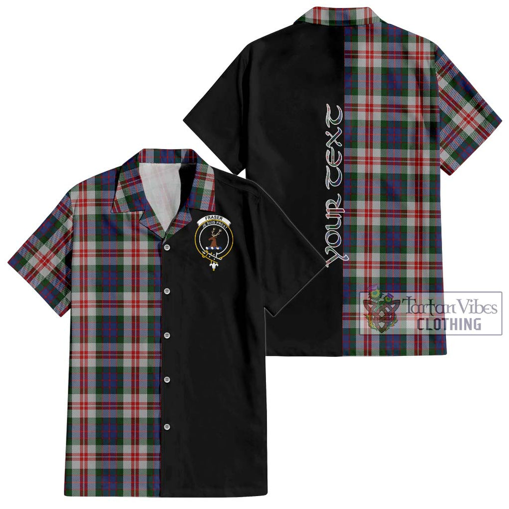 Fraser Red Dress Tartan Short Sleeve Button Shirt with Family Crest and Half Of Me Style Kid - Tartanvibesclothing Shop