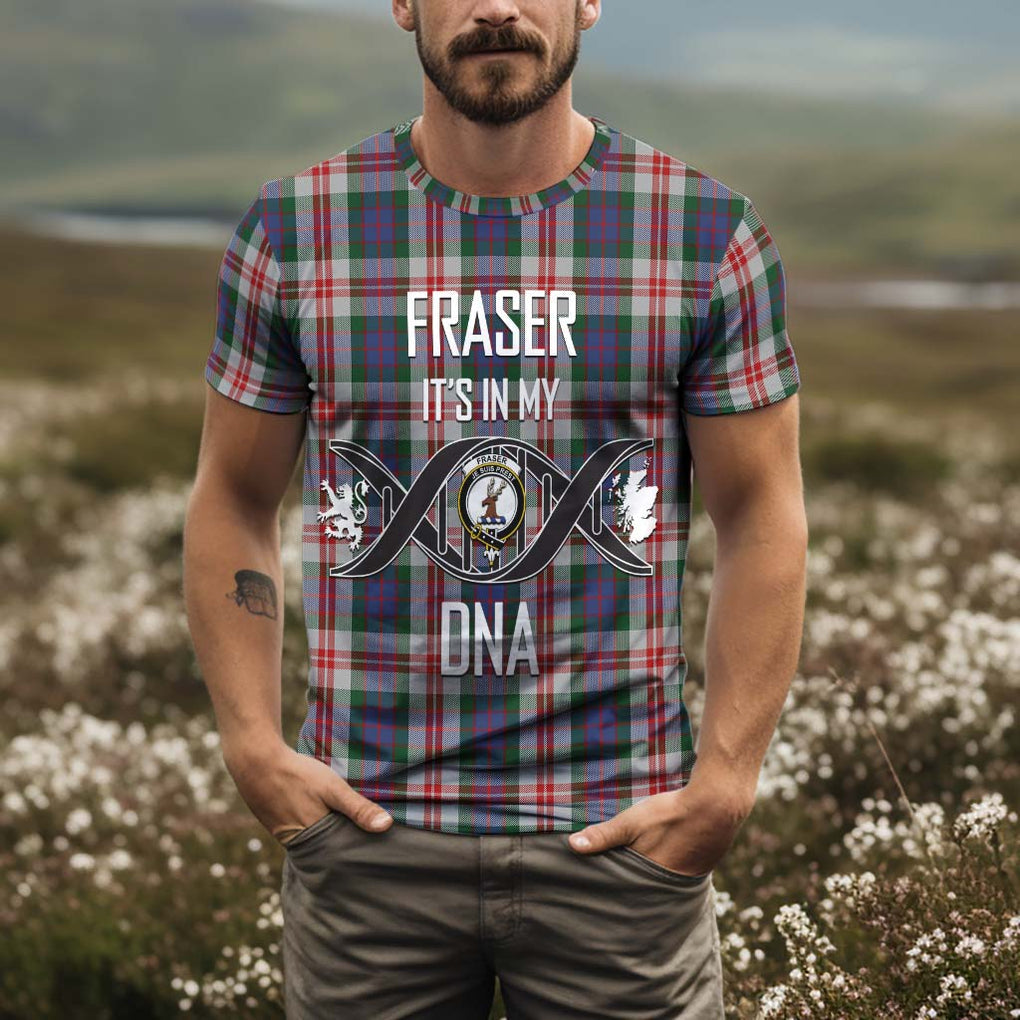 Fraser Red Dress Tartan T-Shirt with Family Crest DNA In Me Style Kid's Shirt - Tartan Vibes Clothing