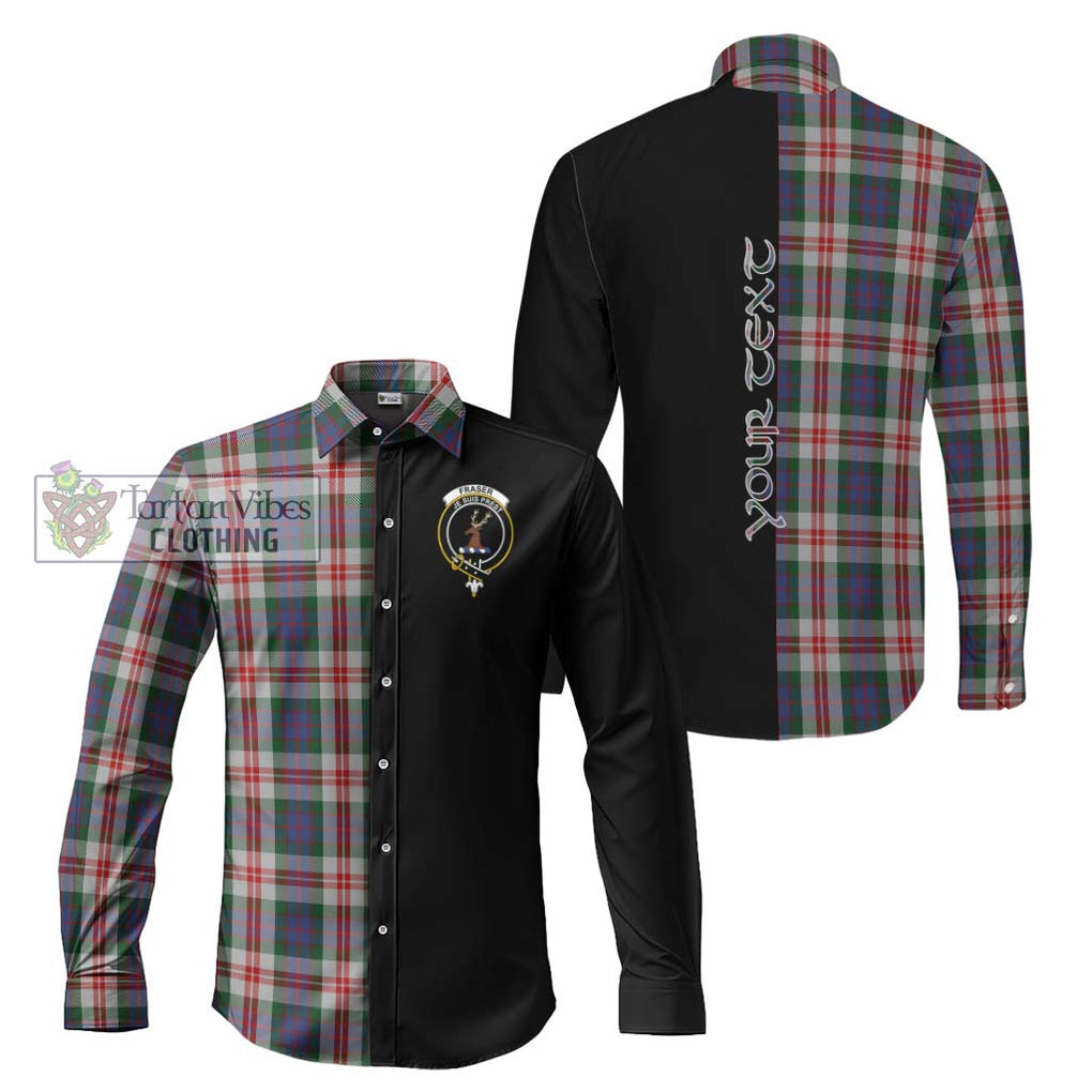 Fraser Red Dress Tartan Long Sleeve Button Shirt with Family Crest and Half Of Me Style Men's Shirt S - Tartanvibesclothing Shop