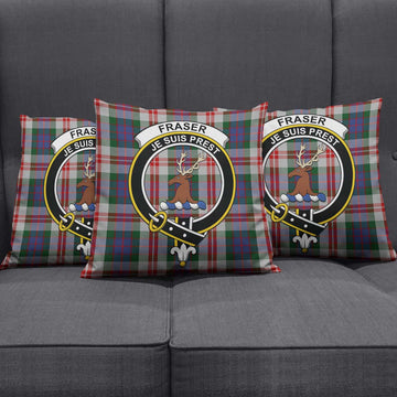 Fraser Red Dress Tartan Pillow Cover with Family Crest