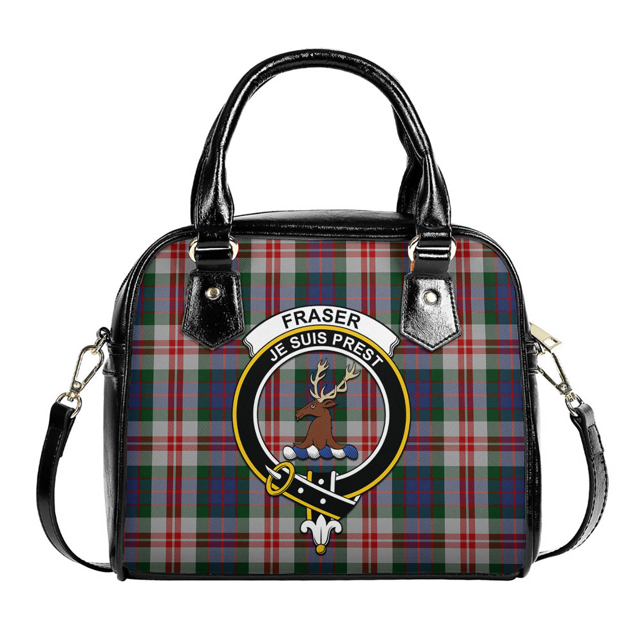 Fraser Red Dress Tartan Shoulder Handbags with Family Crest One Size 6*25*22 cm - Tartanvibesclothing