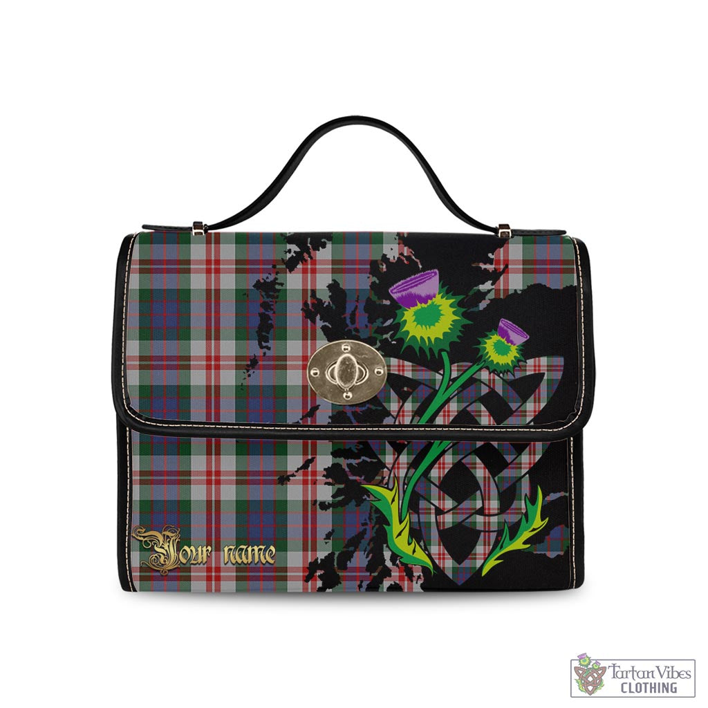 Tartan Vibes Clothing Fraser Red Dress Tartan Waterproof Canvas Bag with Scotland Map and Thistle Celtic Accents