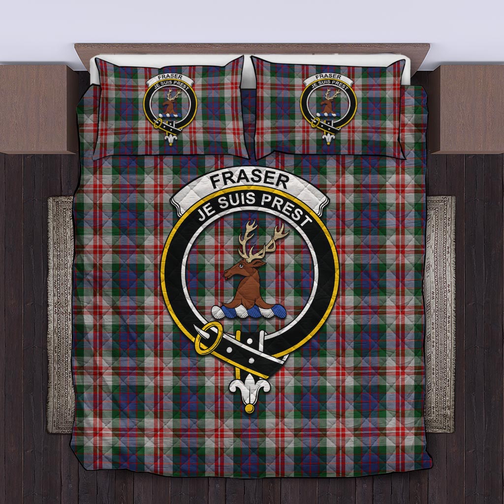 Fraser Red Dress Tartan Quilt Bed Set with Family Crest Twin - Tartan Vibes Clothing