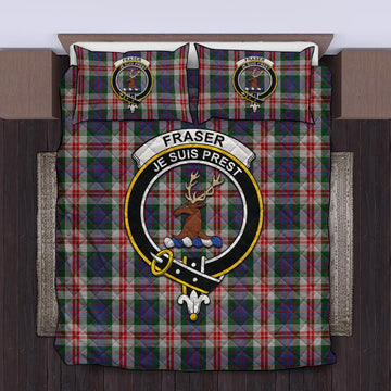 Fraser Red Dress Tartan Quilt Bed Set with Family Crest