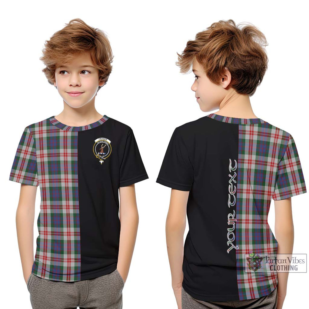 Fraser Red Dress Tartan Kid T-Shirt with Family Crest and Half Of Me Style Youth XL Size14 - Tartanvibesclothing Shop