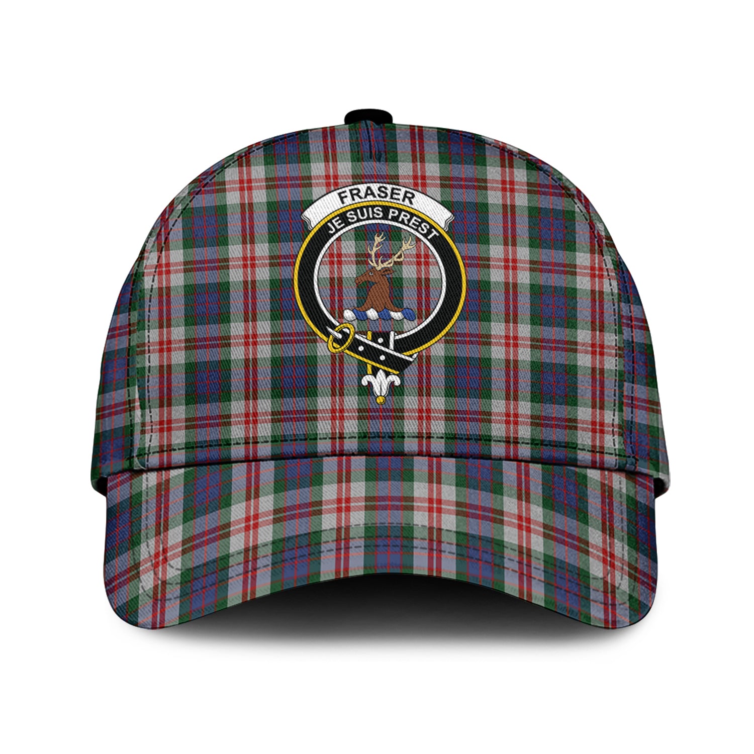 Fraser Red Dress Tartan Classic Cap with Family Crest Classic Cap Universal Fit - Tartan Vibes Clothing