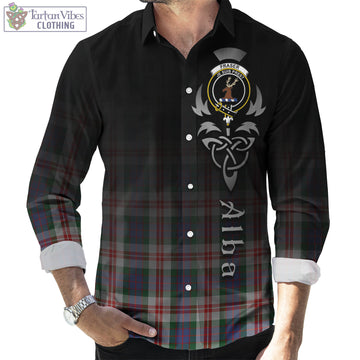 Fraser Red Dress Tartan Long Sleeve Button Up Featuring Alba Gu Brath Family Crest Celtic Inspired