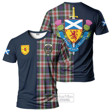 Fraser Red Dress Tartan T-Shirt Alba with Scottish Lion Royal Arm Half Style