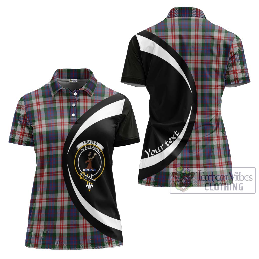 Fraser Red Dress Tartan Women's Polo Shirt with Family Crest Circle Style Women - Tartan Vibes Clothing