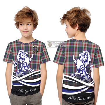 Fraser Red Dress Tartan Kid T-Shirt with Alba Gu Brath Regal Lion Emblem