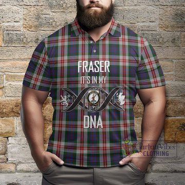 Fraser Red Dress Tartan Polo Shirt with Family Crest DNA In Me Style