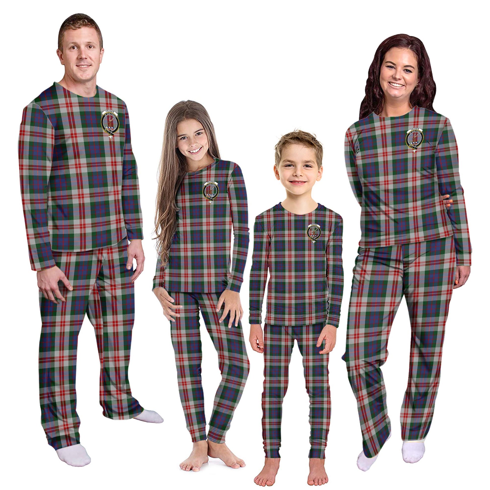 Fraser Red Dress Tartan Pajamas Family Set with Family Crest Kid - Tartan Vibes Clothing