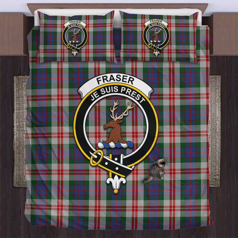 Fraser Red Dress Tartan Bedding Set with Family Crest US Bedding Set - Tartan Vibes Clothing