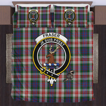 Fraser Red Dress Tartan Bedding Set with Family Crest