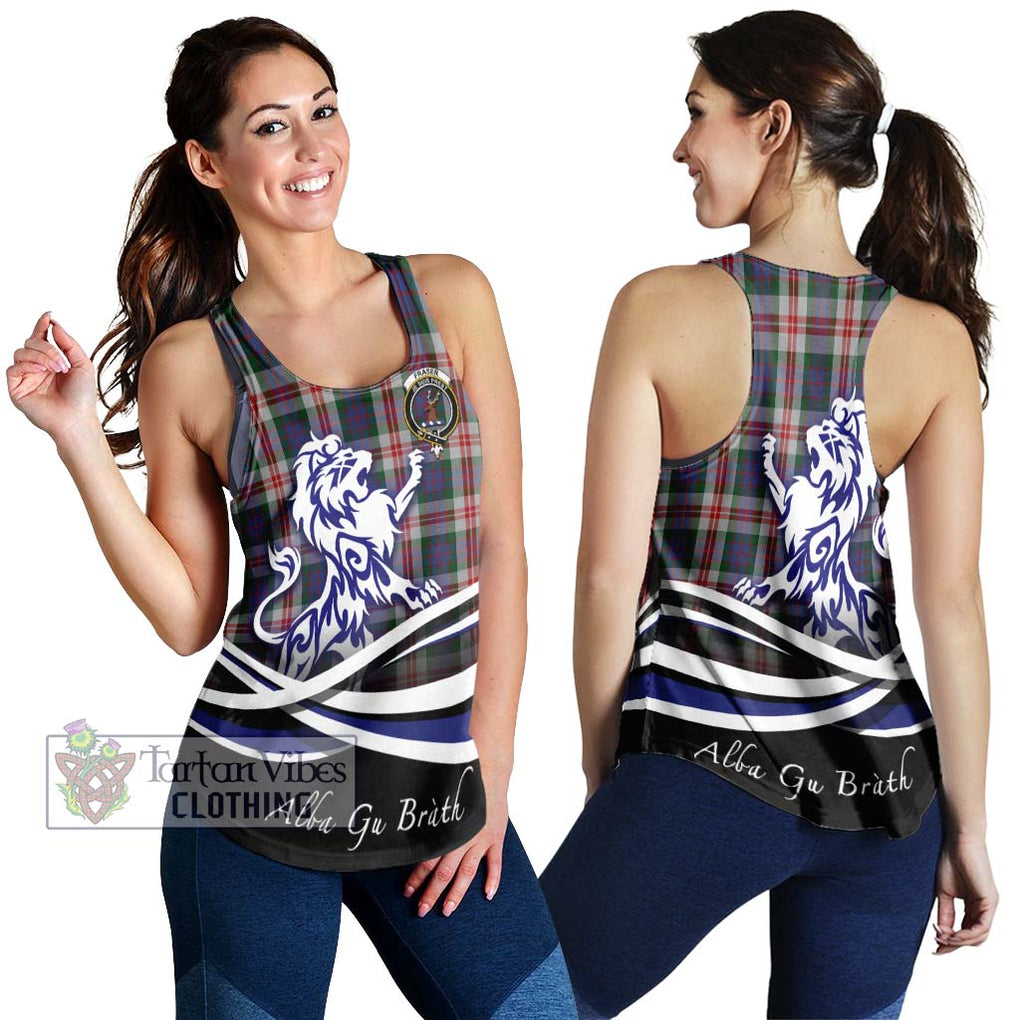 Fraser Red Dress Tartan Women's Racerback Tanks with Alba Gu Brath Regal Lion Emblem 4XL - Tartanvibesclothing Shop