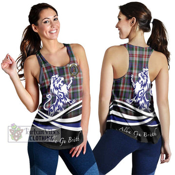 Fraser Red Dress Tartan Women's Racerback Tanks with Alba Gu Brath Regal Lion Emblem