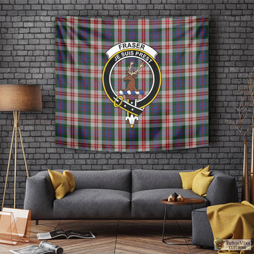 Fraser Red Dress Tartan Tapestry Wall Hanging and Home Decor for Room with Family Crest