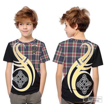 Fraser Red Dress Tartan Kid T-Shirt with Family Crest and Celtic Symbol Style