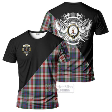 Fraser Red Dress Tartan T-Shirt with Family Crest and Military Logo Style