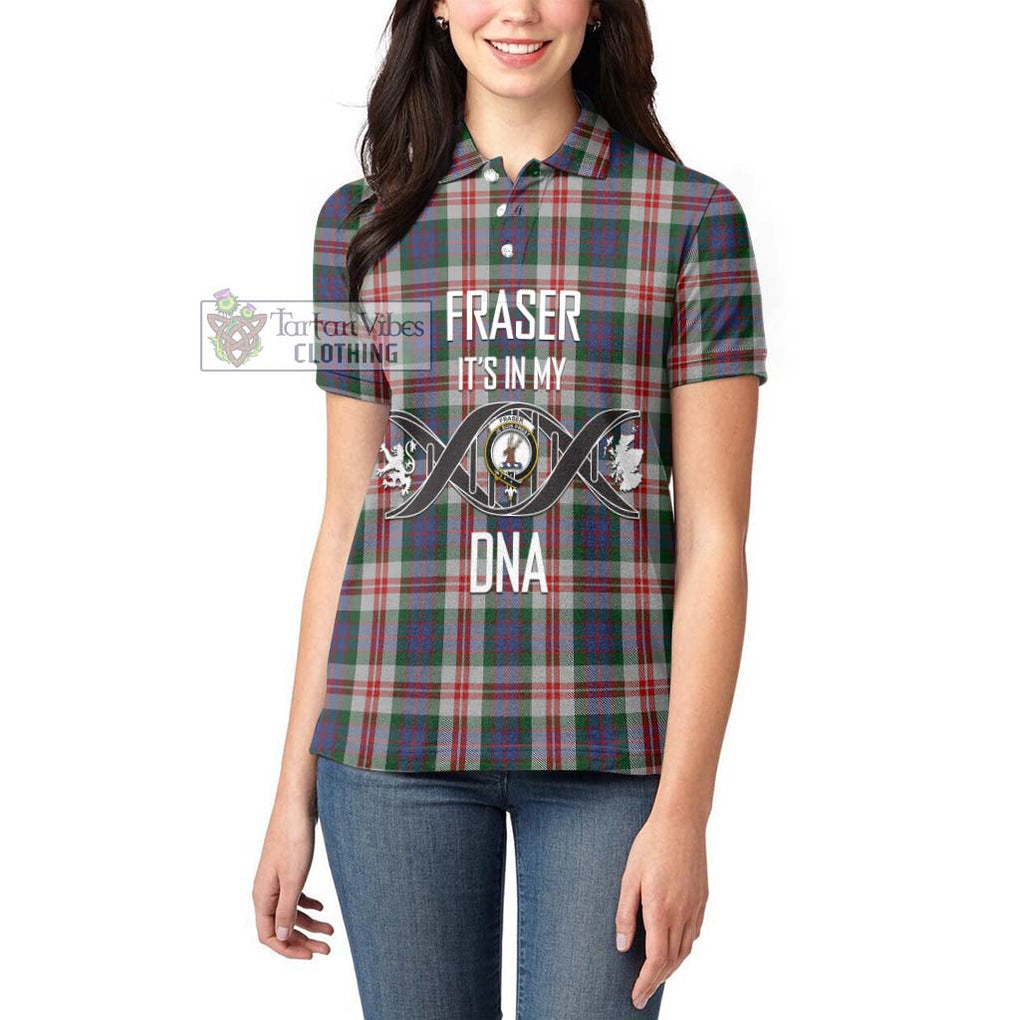 Fraser Red Dress Tartan Women's Polo Shirt with Family Crest DNA In Me Style Women - Tartanvibesclothing Shop