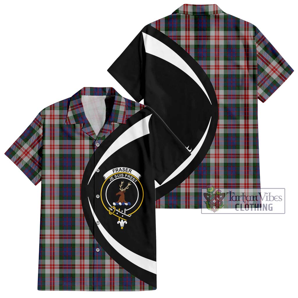 Fraser Red Dress Tartan Short Sleeve Button Up with Family Crest Circle Style Kid - Tartan Vibes Clothing