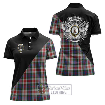 Fraser Red Dress Tartan Women's Polo Shirt with Family Crest and Military Logo Style