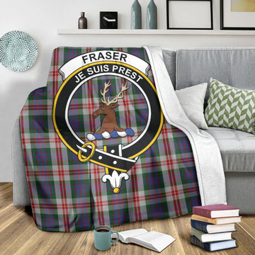 Fraser Red Dress Tartan Blanket with Family Crest