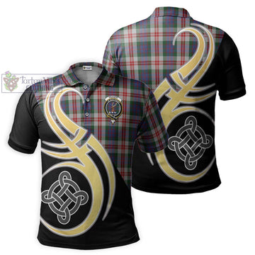 Fraser Red Dress Tartan Polo Shirt with Family Crest and Celtic Symbol Style