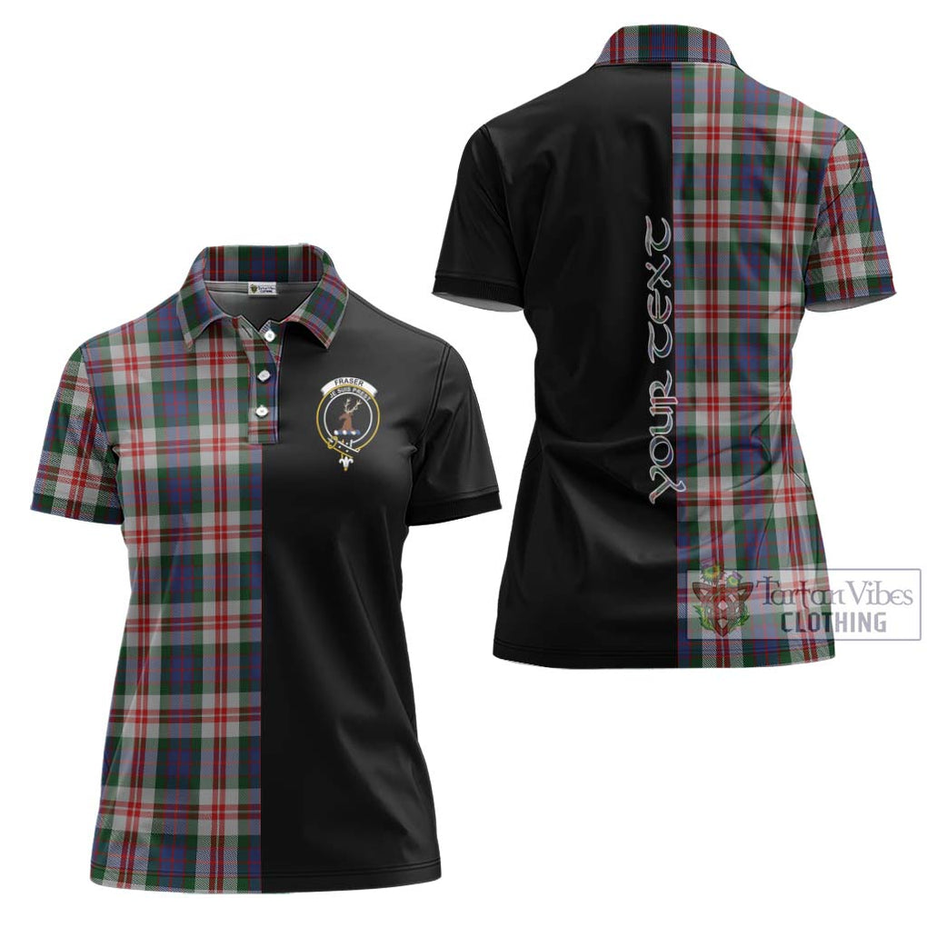 Fraser Red Dress Tartan Women's Polo Shirt with Family Crest and Half Of Me Style Women - Tartanvibesclothing Shop