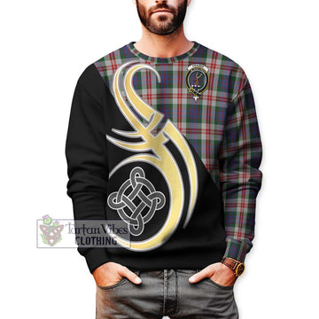 Fraser Red Dress Tartan Sweatshirt with Family Crest and Celtic Symbol Style