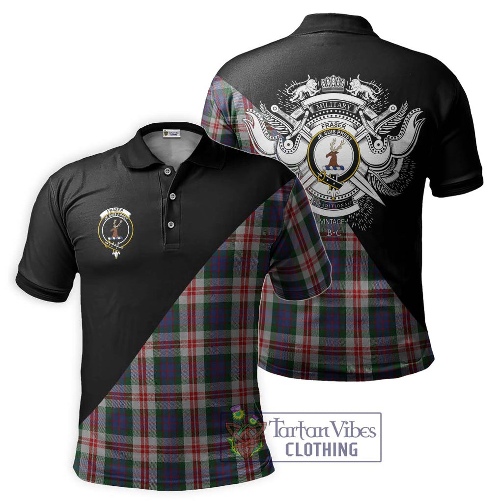 Fraser Red Dress Tartan Polo Shirt with Family Crest and Military Logo Style Kid - Tartanvibesclothing Shop