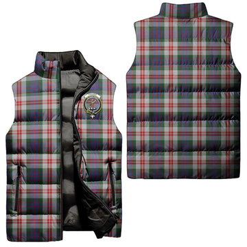 Fraser Red Dress Tartan Sleeveless Puffer Jacket with Family Crest