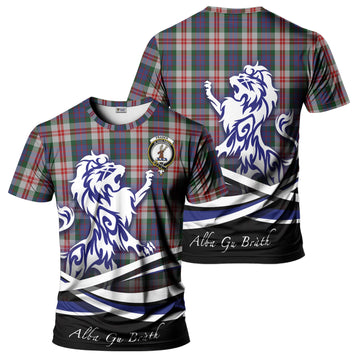 Fraser Red Dress Tartan T-Shirt with Alba Gu Brath Regal Lion Emblem