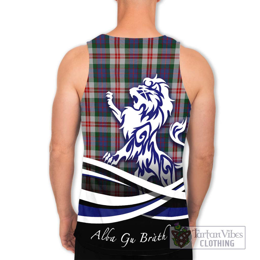 Fraser Red Dress Tartan Men's Tank Top with Alba Gu Brath Regal Lion Emblem - Tartanvibesclothing Shop