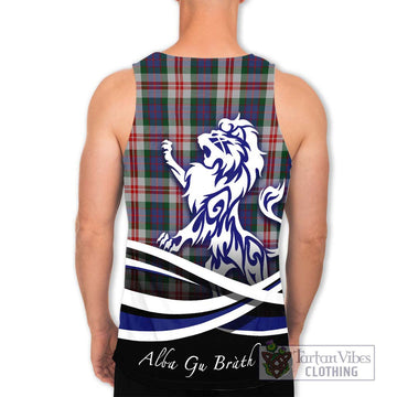 Fraser Red Dress Tartan Men's Tank Top with Alba Gu Brath Regal Lion Emblem