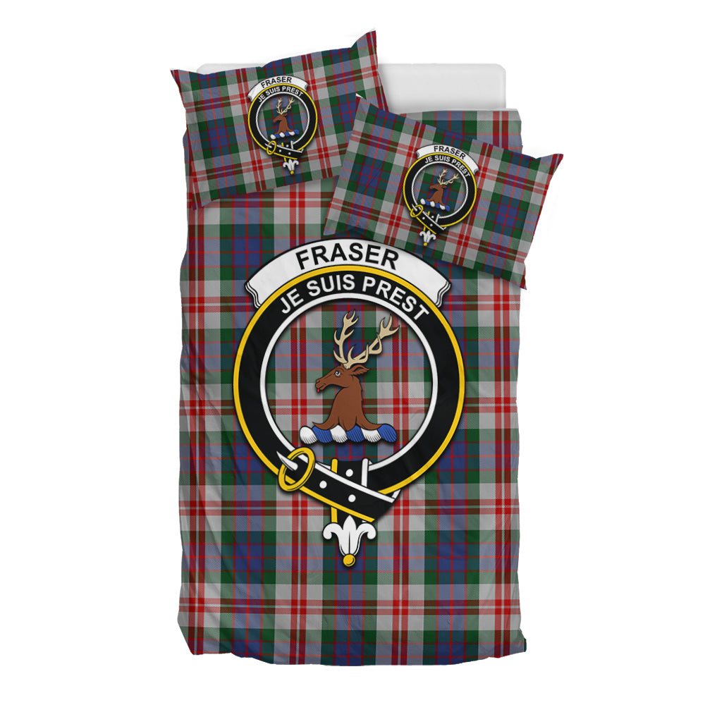 Fraser Red Dress Tartan Bedding Set with Family Crest - Tartan Vibes Clothing