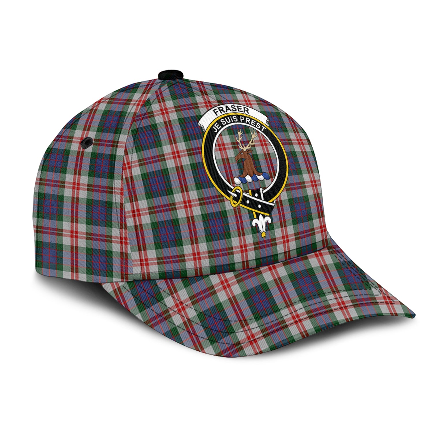 Fraser Red Dress Tartan Classic Cap with Family Crest - Tartan Vibes Clothing