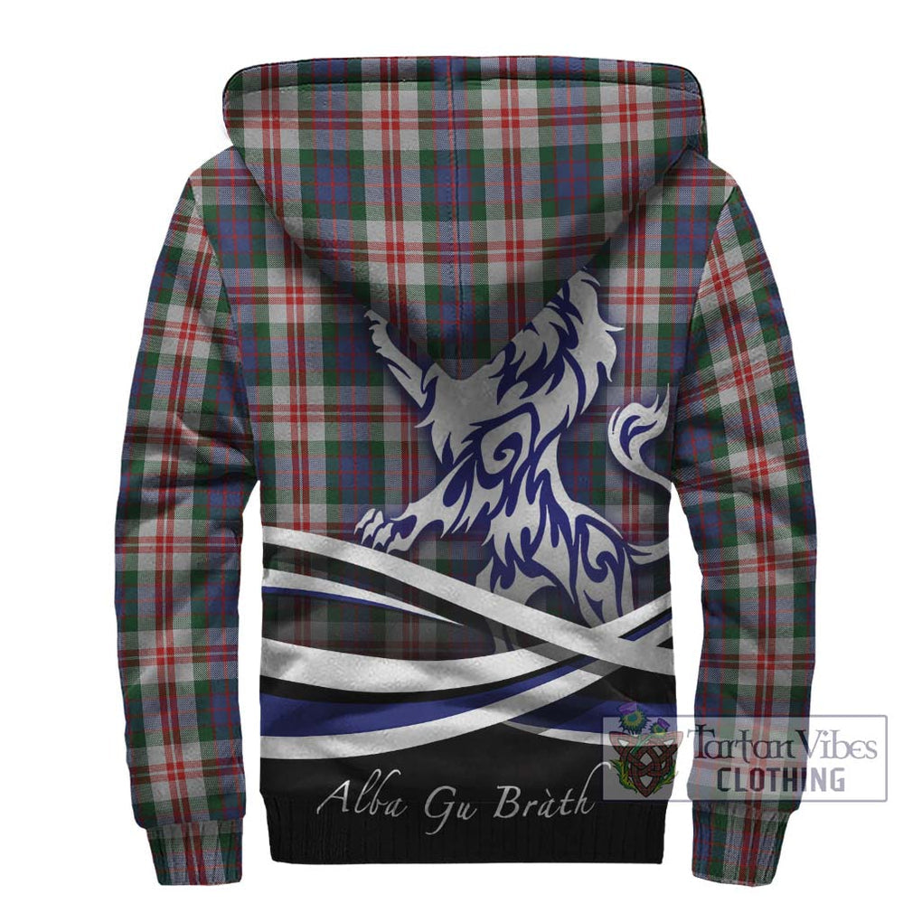 Fraser Red Dress Tartan Sherpa Hoodie with Alba Gu Brath Regal Lion Emblem - Tartanvibesclothing Shop